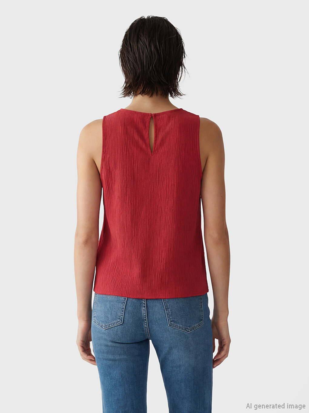 Crew Neck Textured Dobby Blouse-2