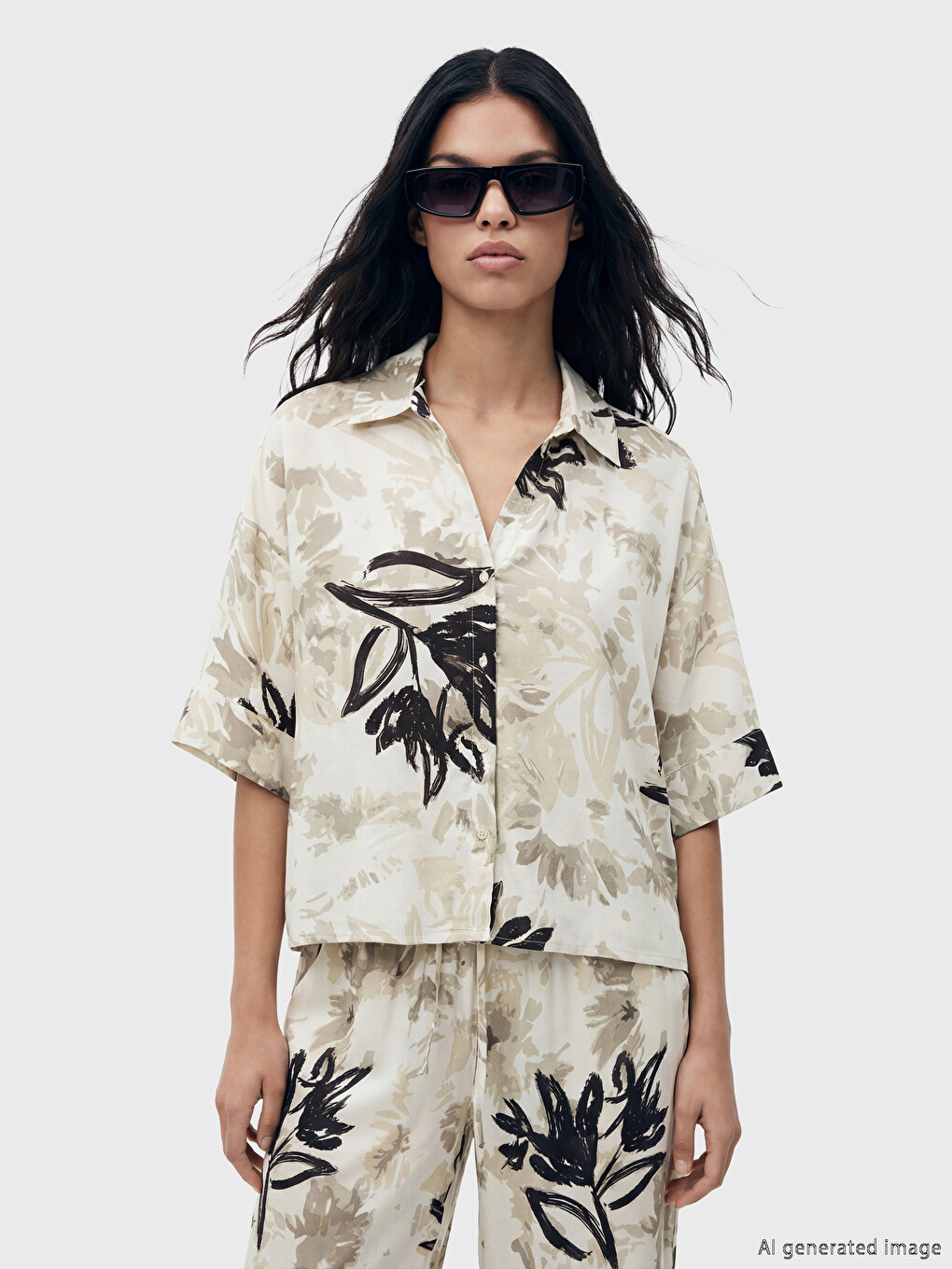 Patterned Oversize Women's Shirt