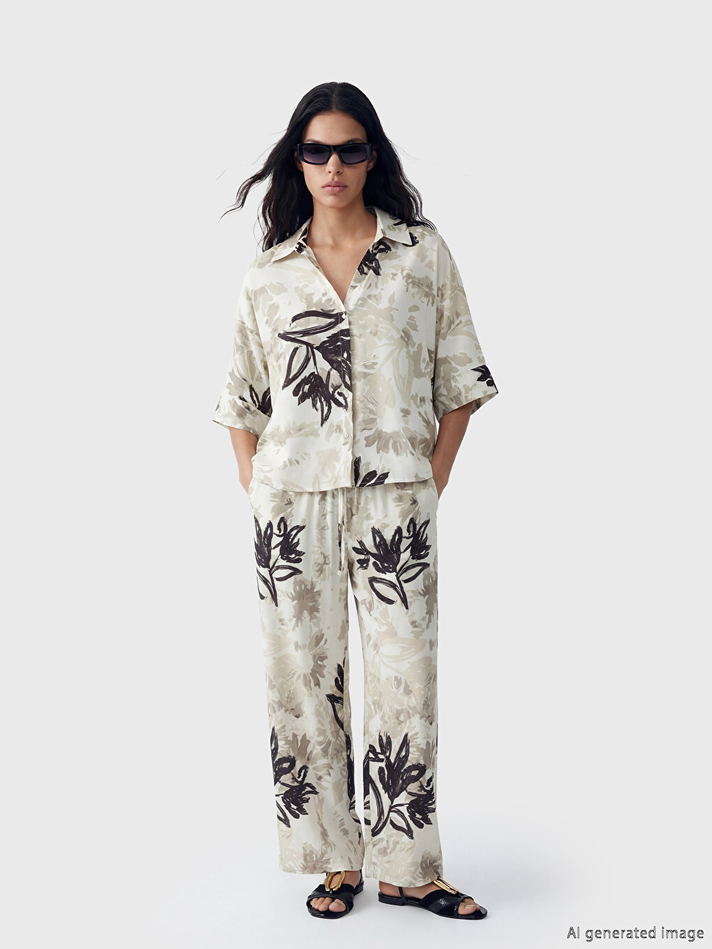 Patterned Oversize Women's Shirt-1