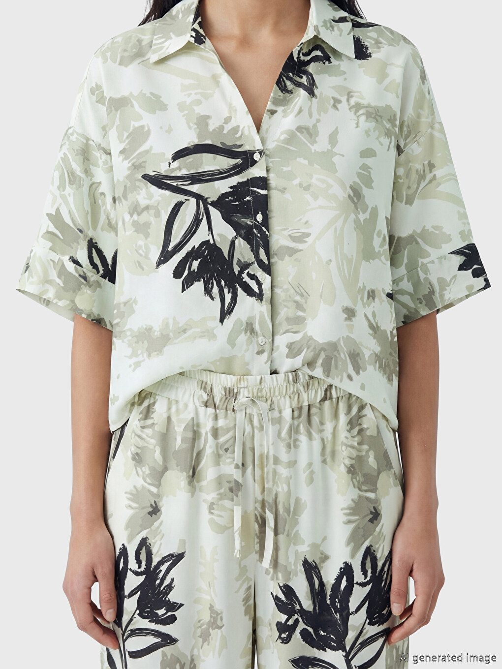 Patterned Oversize Women's Shirt-2