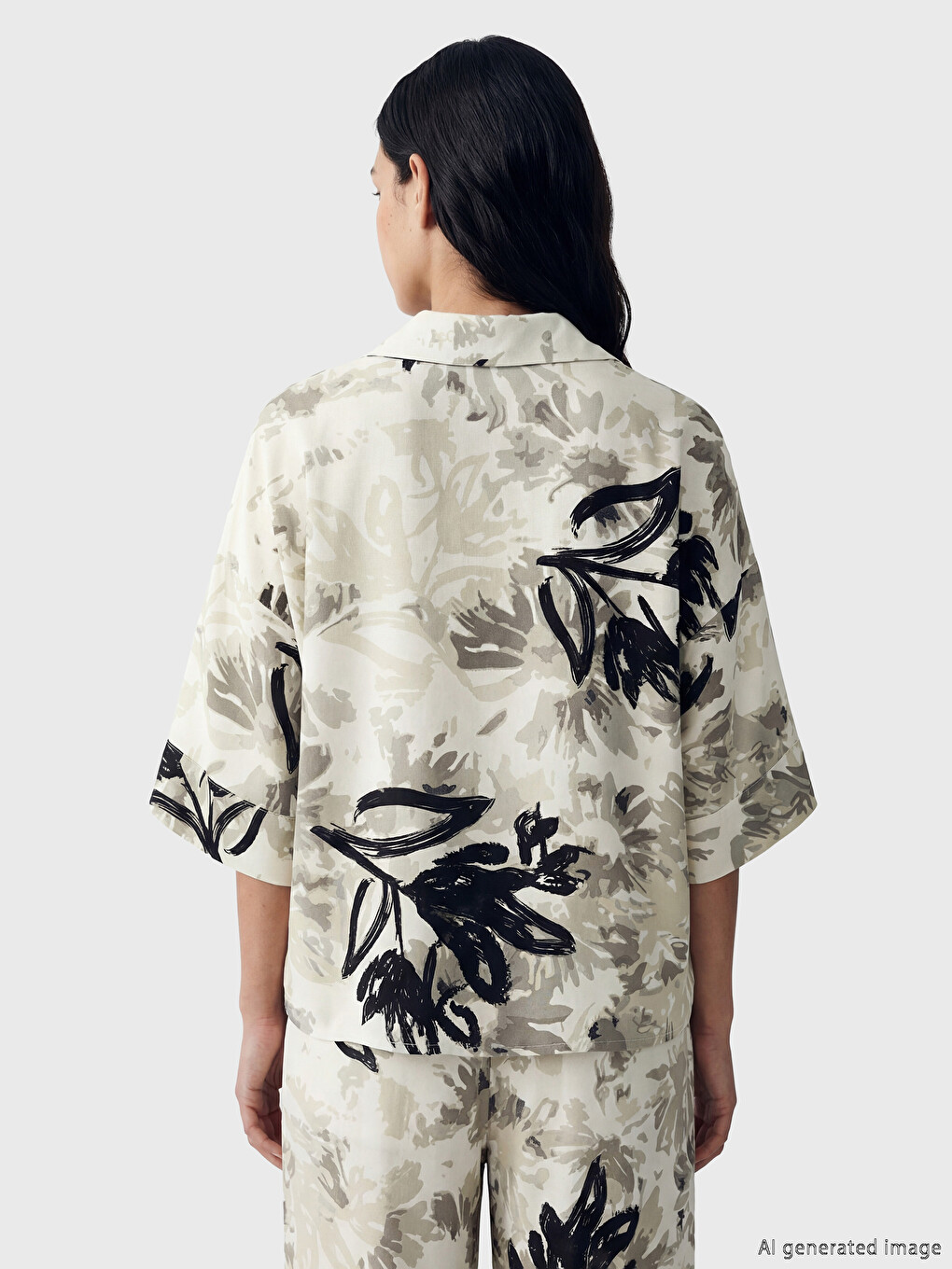 Patterned Oversize Women's Shirt-3