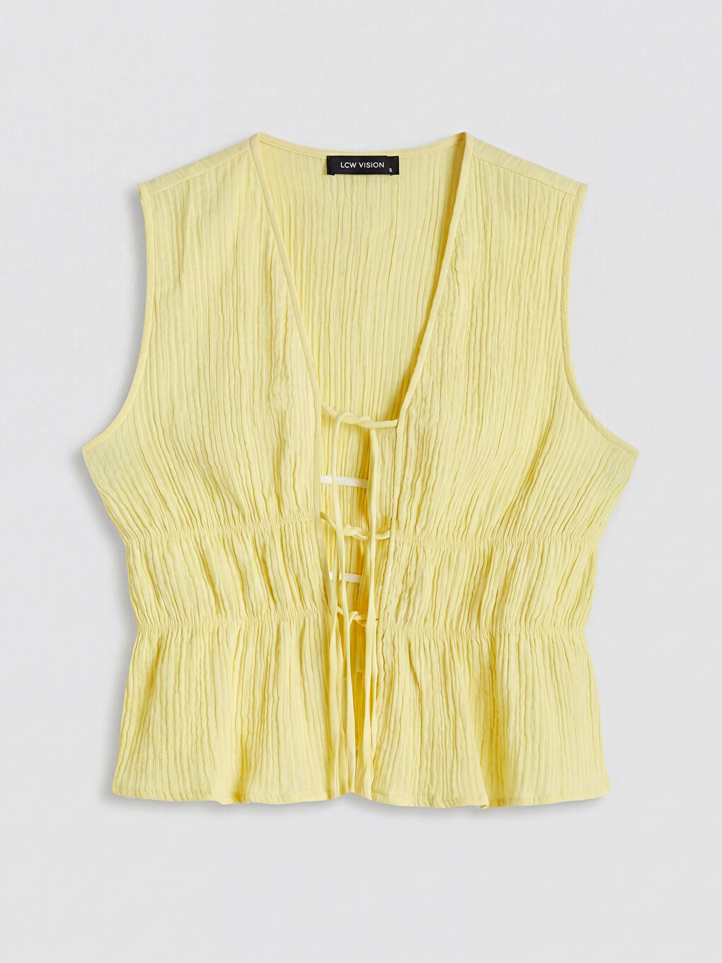 V Neck Tied Textured Blouse-4