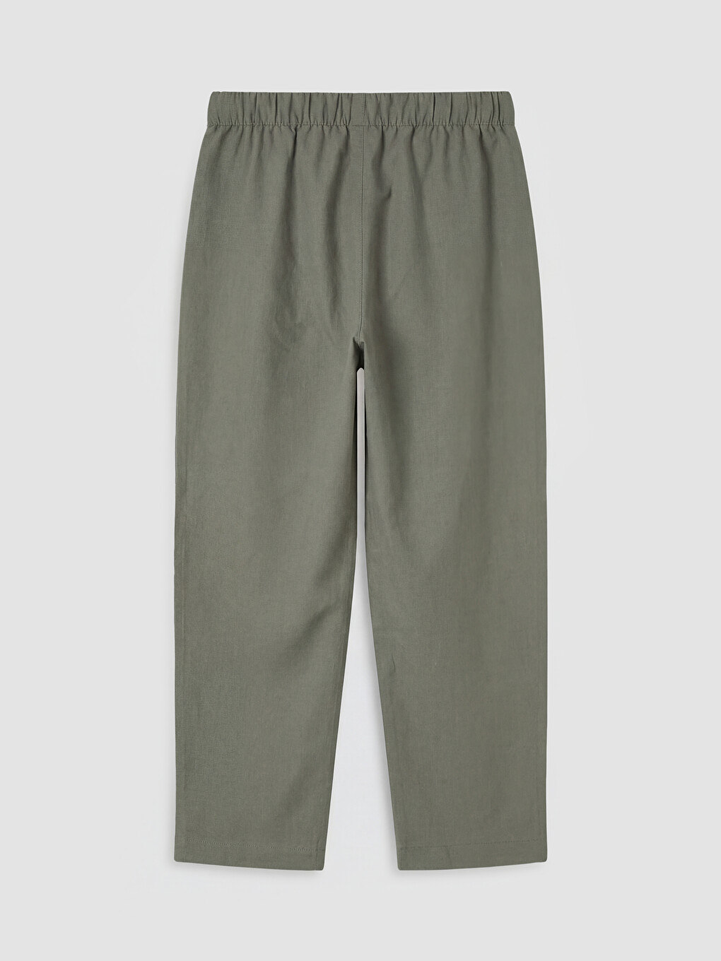 Pantalon Femme en Mélange de Lin à Taille Élastiquée-5