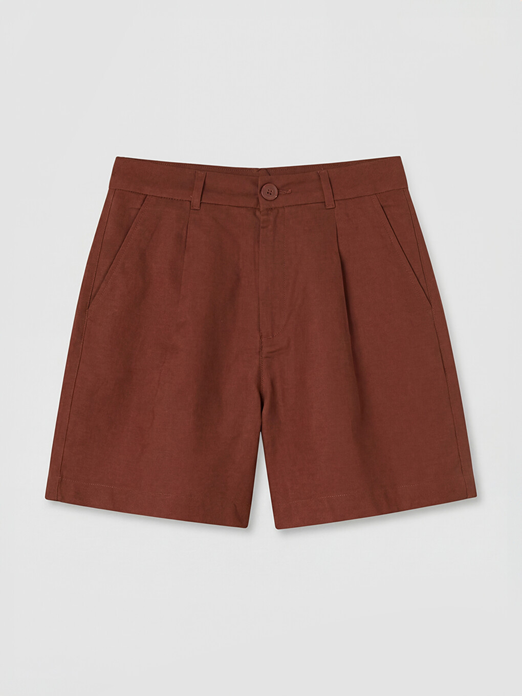 Pleated Linen Blend Women's Shorts-3