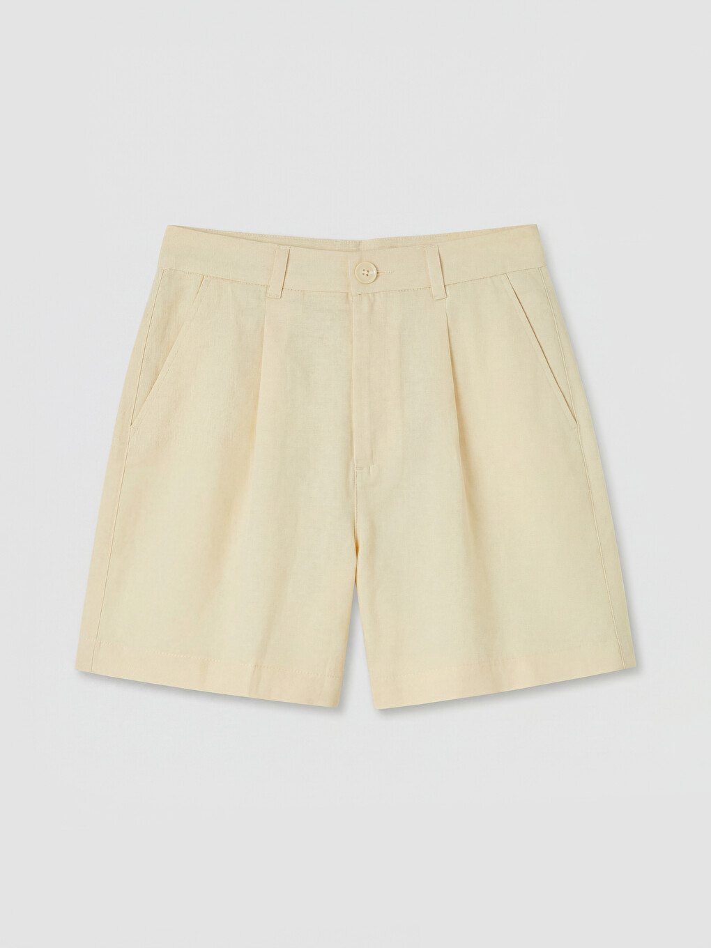 Pleated Linen Blend Women's Shorts-4