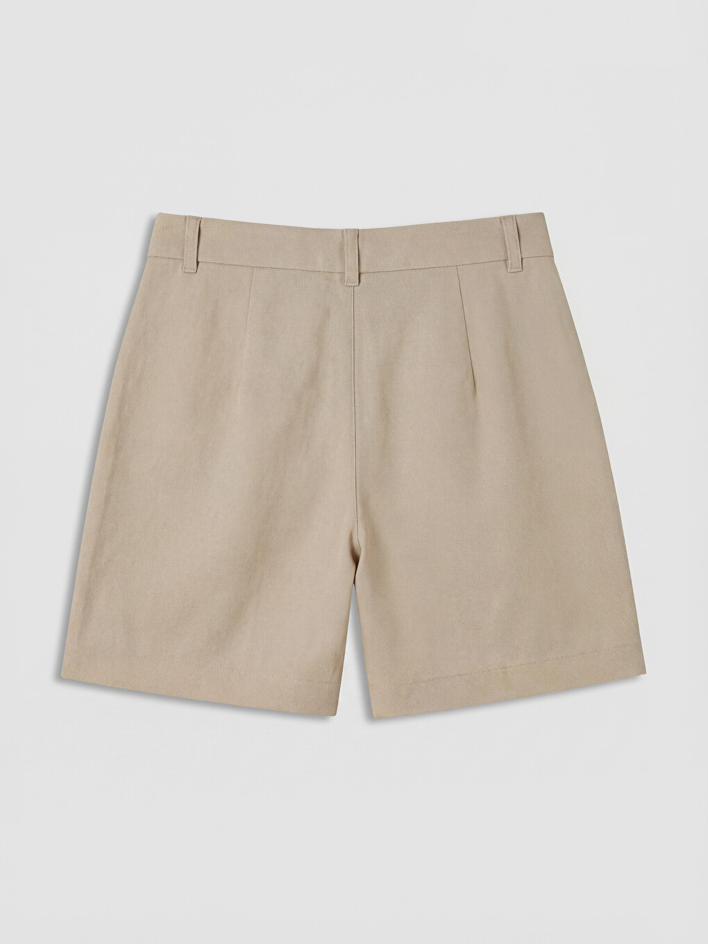 Pantaloni scurți plisati din amestec de in pentru femei-5