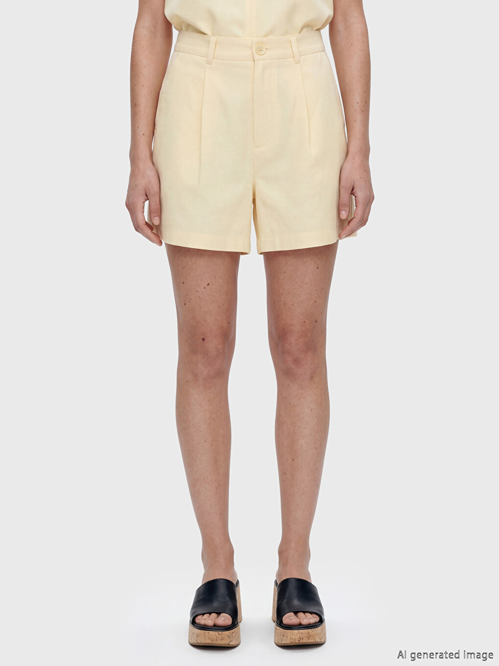Pleated Linen Blend Women's Shorts-1