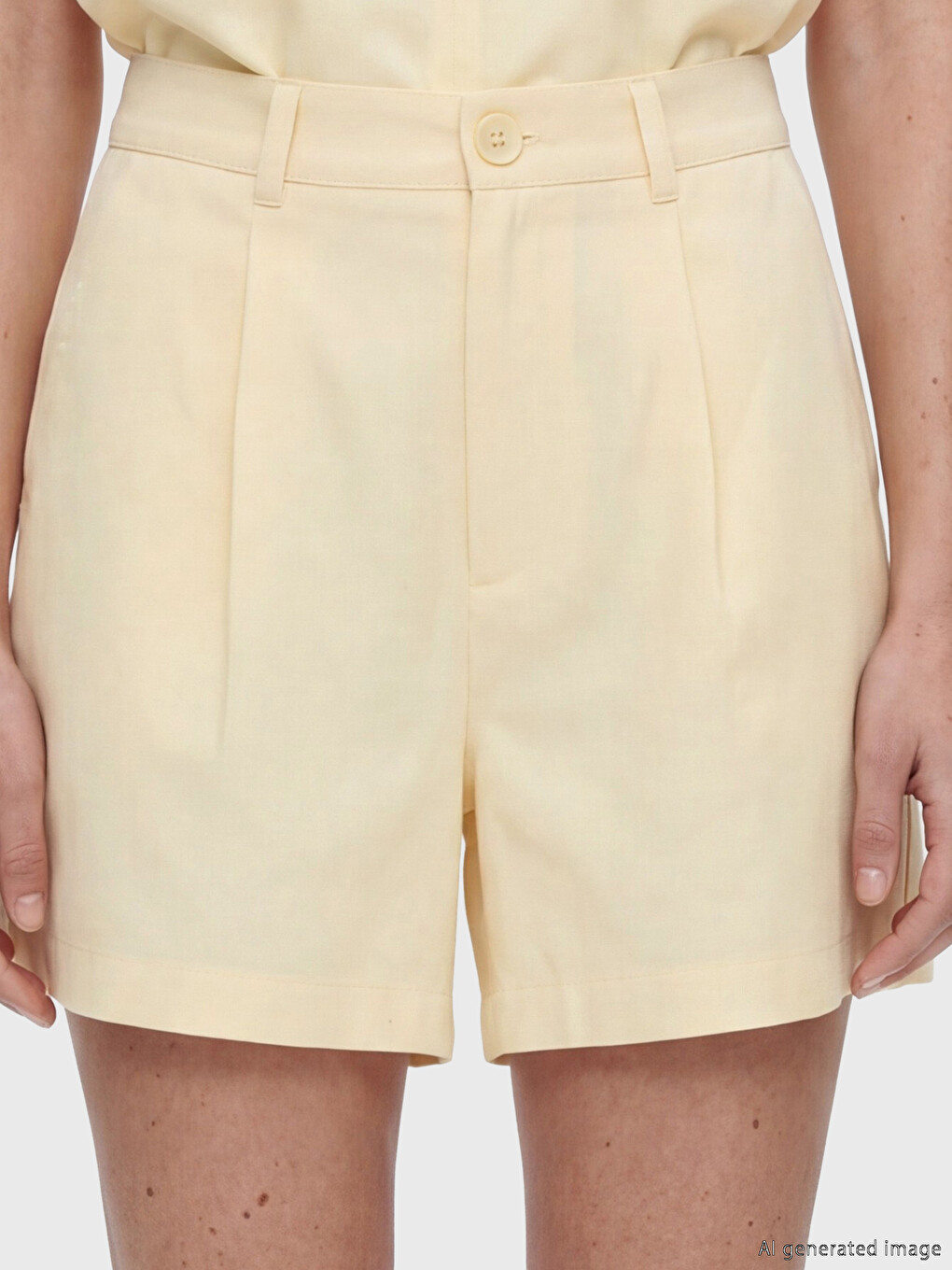 Pleated Linen Blend Women's Shorts-2