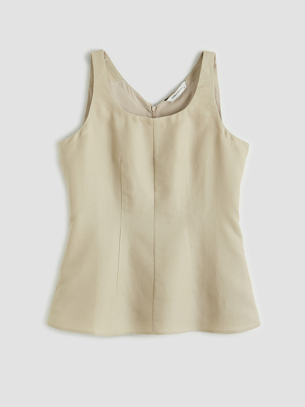 U Neck Linen Blend Blouse-4