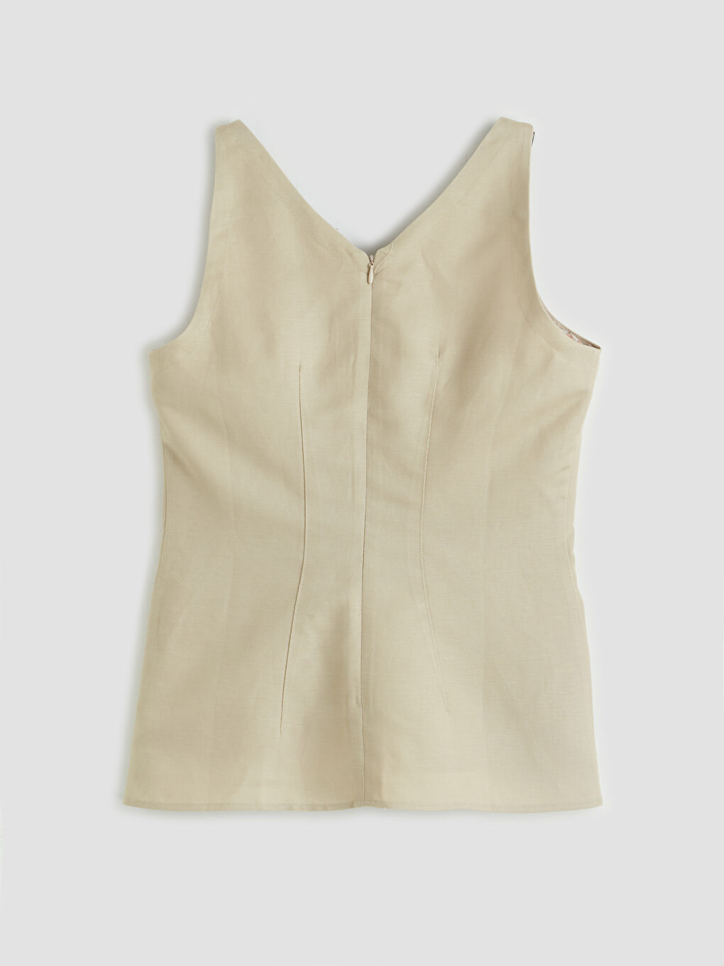 U Neck Linen Blend Blouse-5