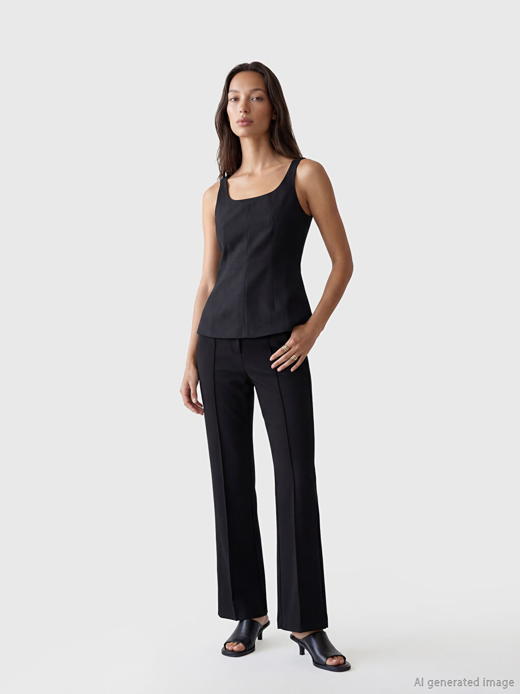 U Neck Linen Blend Blouse-3