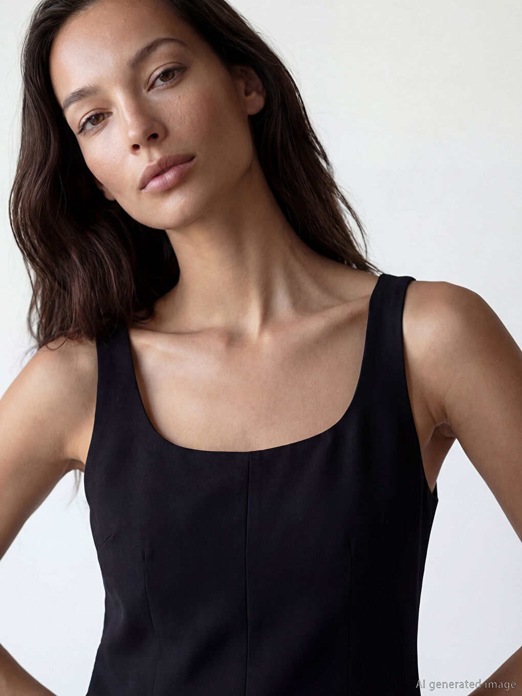 U Neck Linen Blend Blouse-5