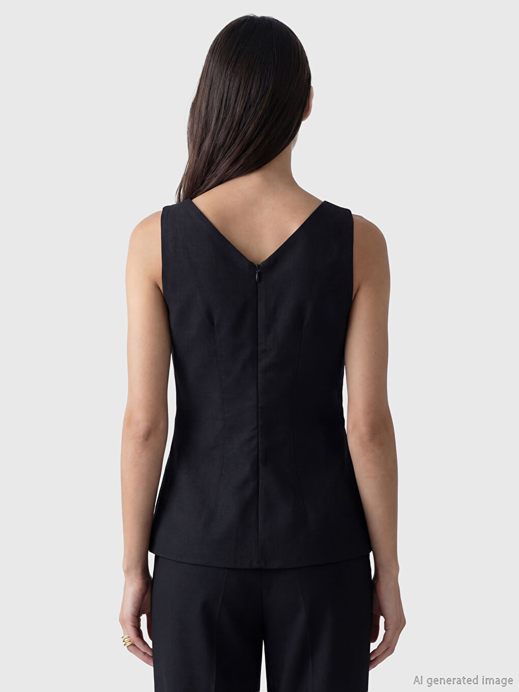 U Neck Linen Blend Blouse-7
