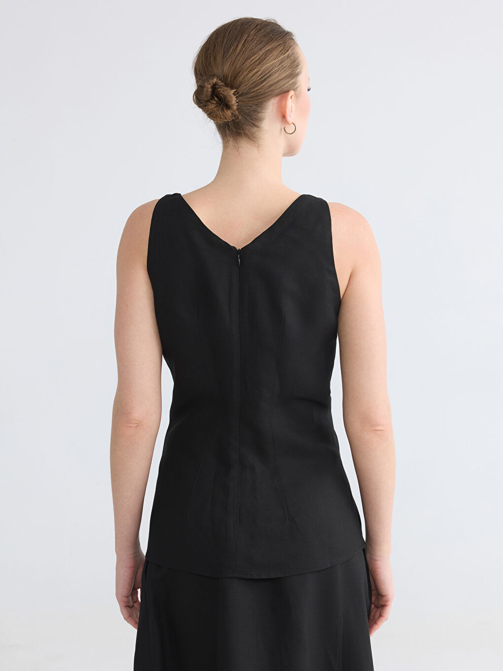 U Neck Linen Blend Blouse-6