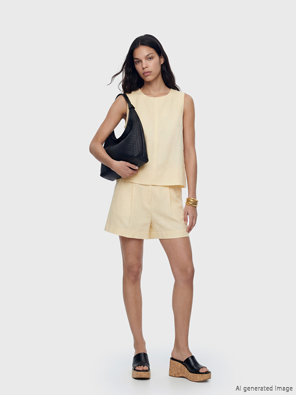 Crew Neck Linen Blend Blouse-1