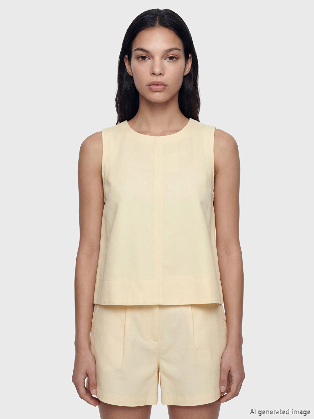 Crew Neck Linen Blend Blouse-2