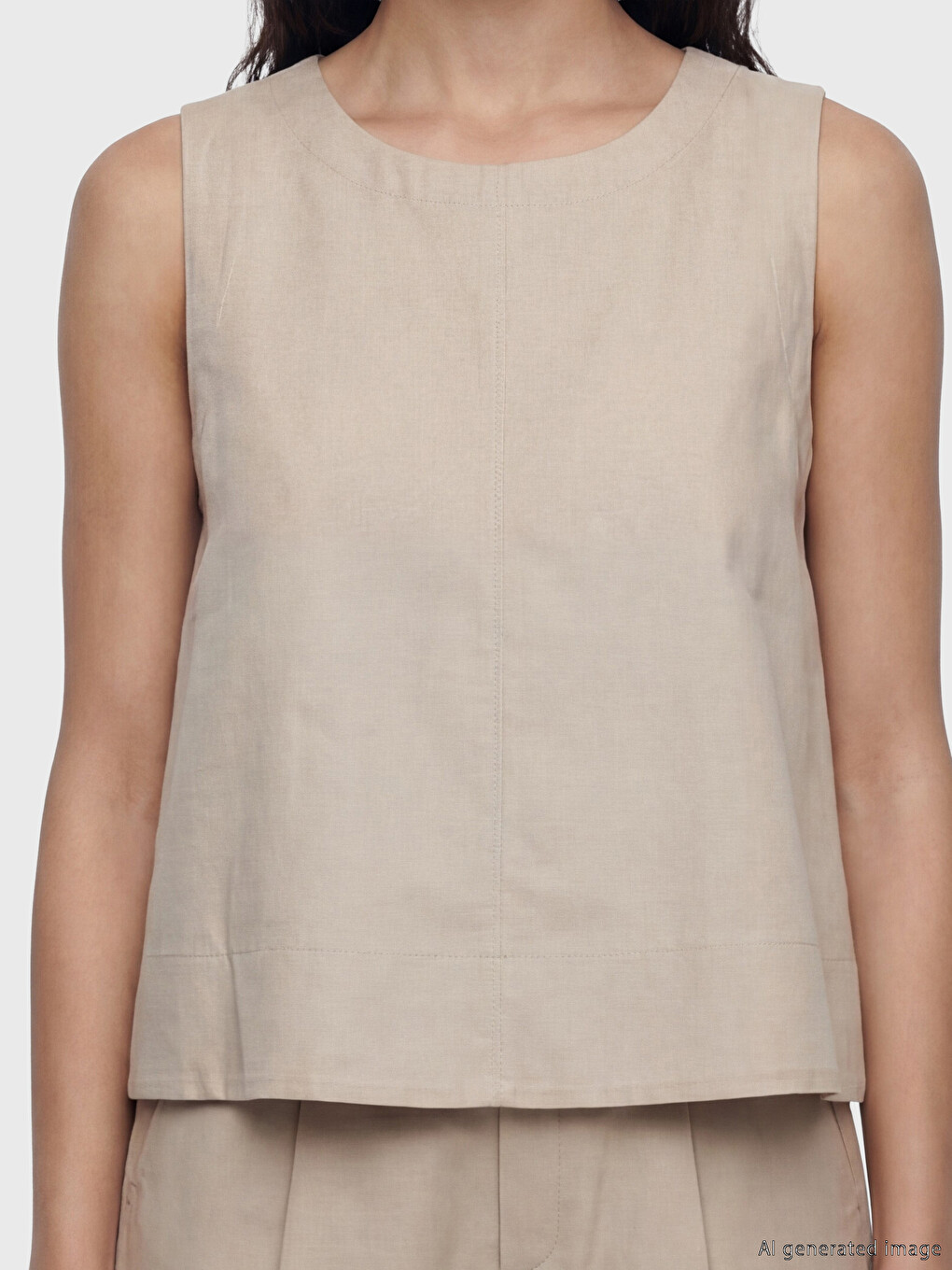 Crew Neck Linen Blend Blouse-2