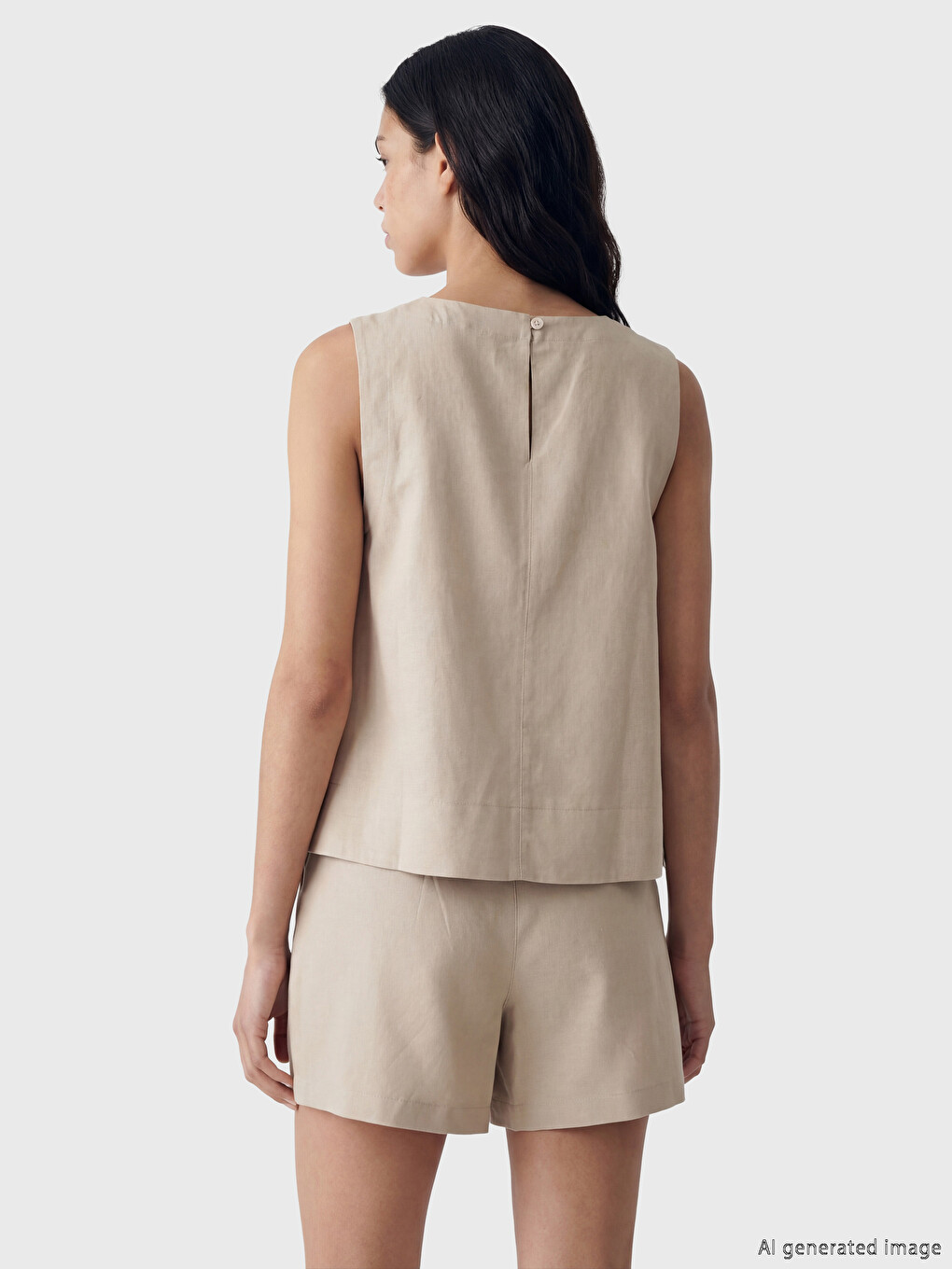 Crew Neck Linen Blend Blouse-3