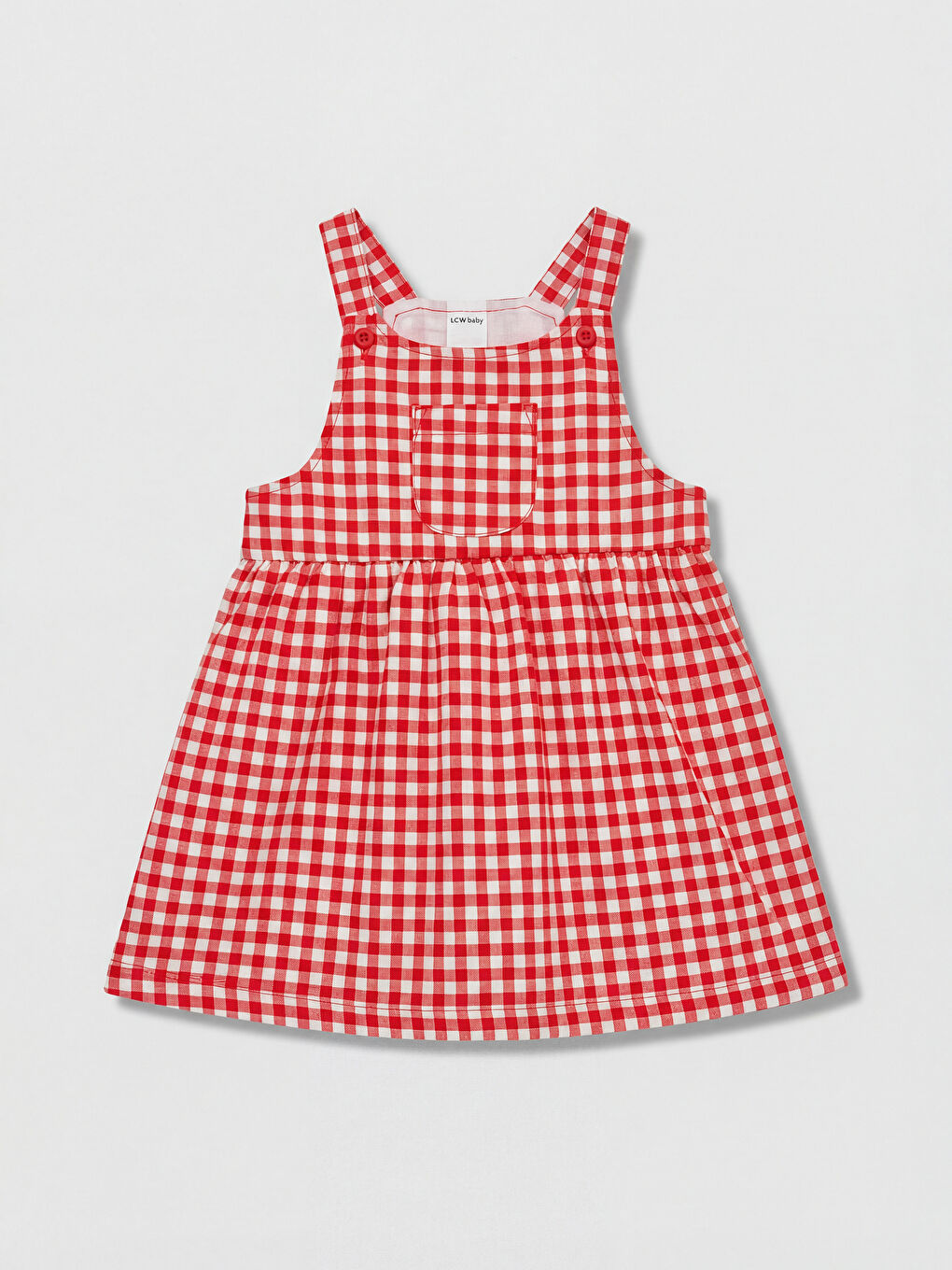 Kareli Kız Bebek Poplin Salopet Elbise