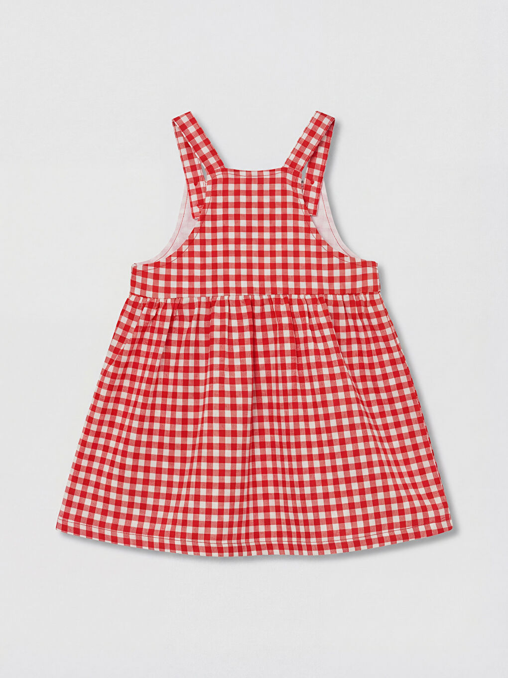 Kareli Kız Bebek Poplin Salopet Elbise-1