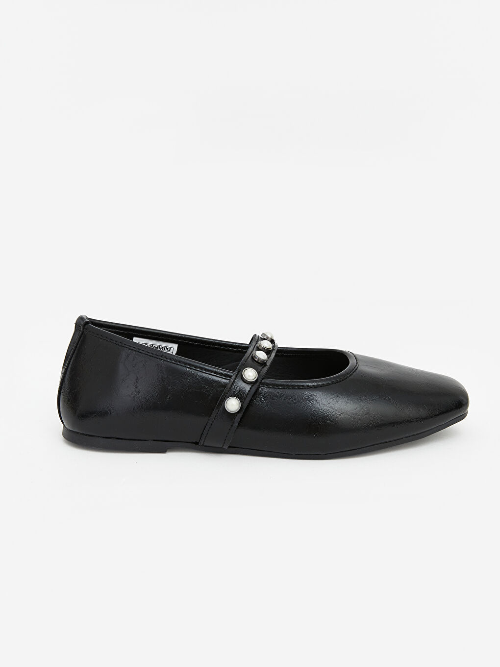 Siyah İnci Detaylı Kadın Kare Burun Babet-1