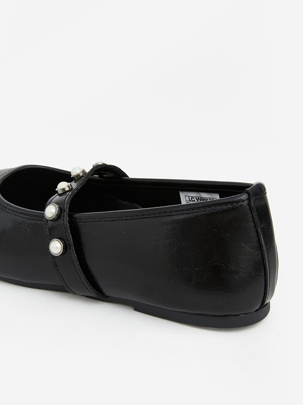 Siyah İnci Detaylı Kadın Kare Burun Babet-4