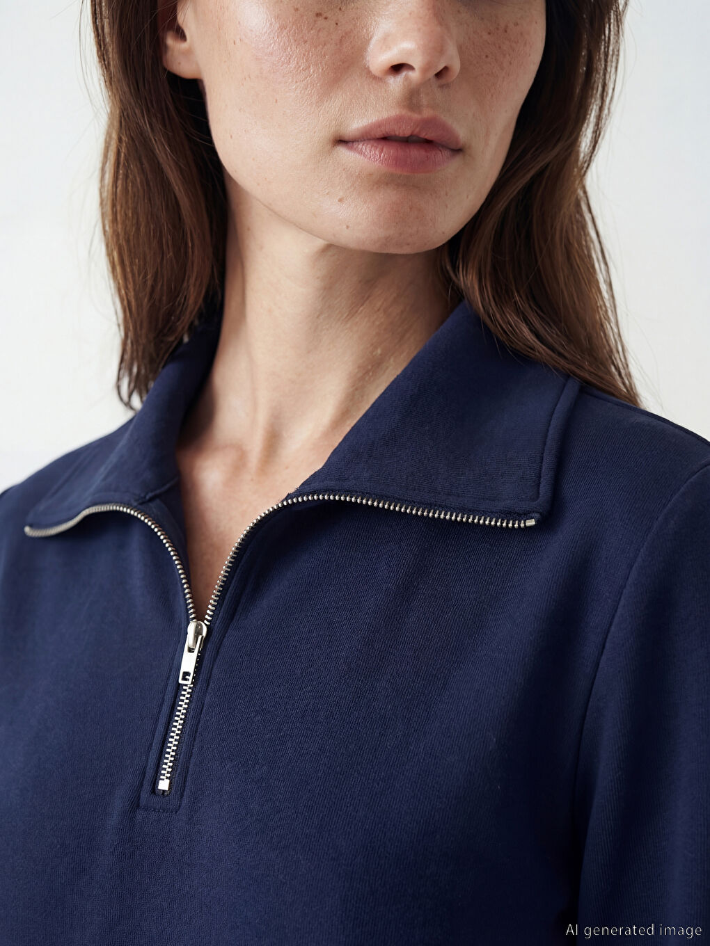 Lacivert Polo Yaka Sweat Elbise-3