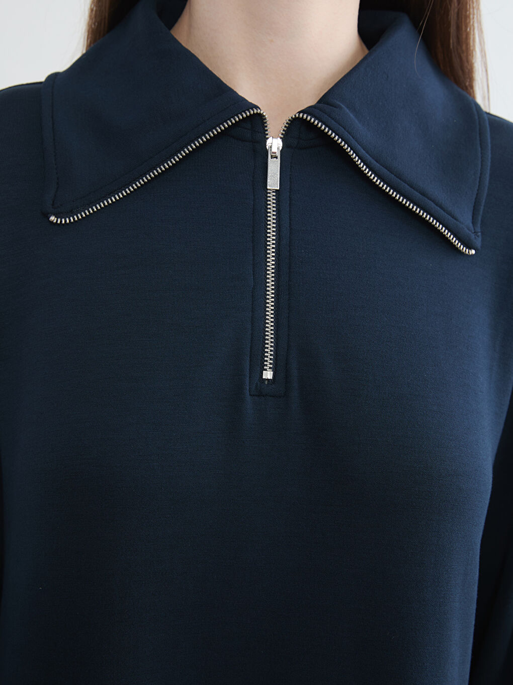 Lacivert Polo Yaka Sweat Elbise-1