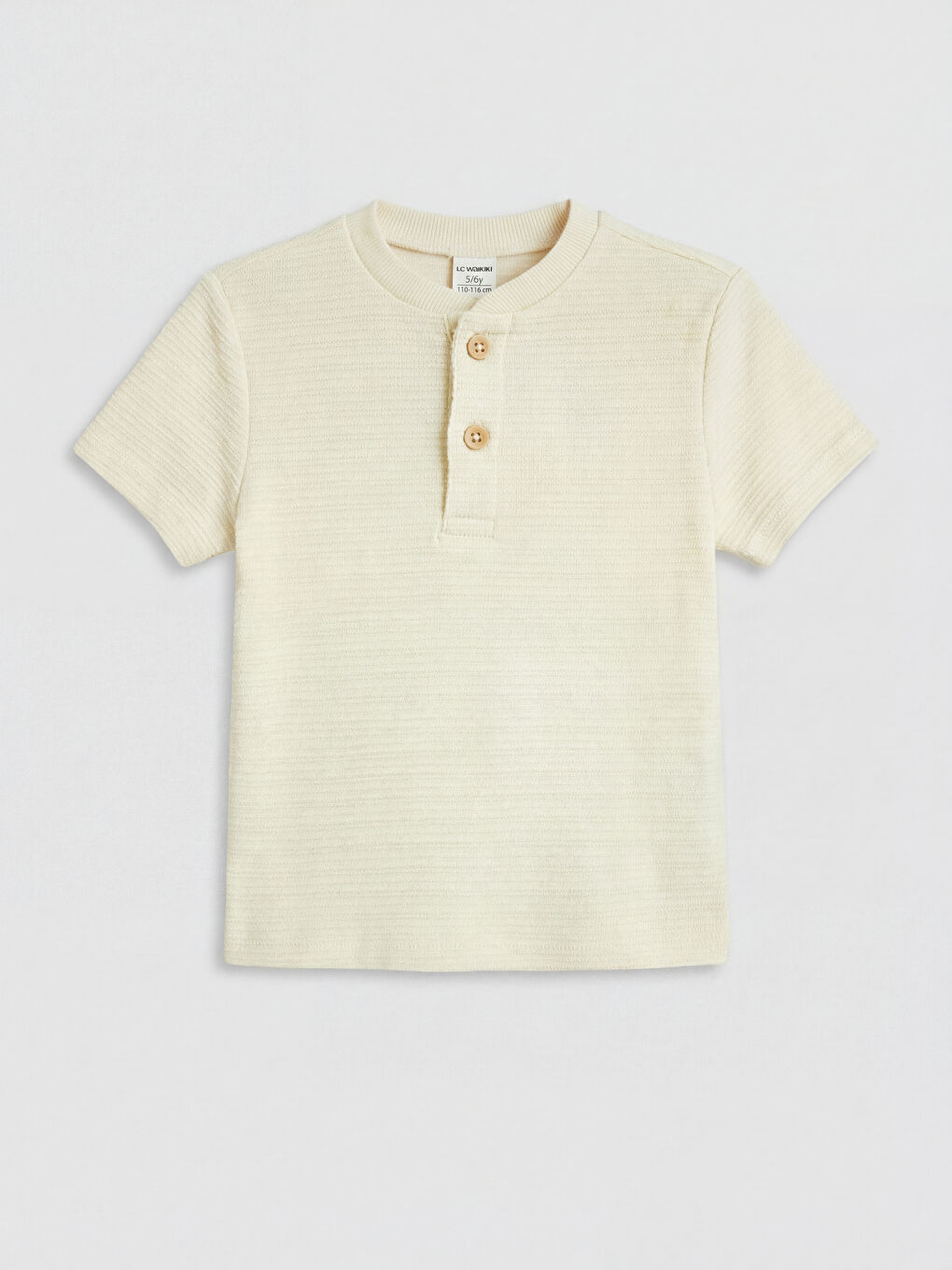 Bej Bisiklet Yaka Erkek Çocuk Tişört