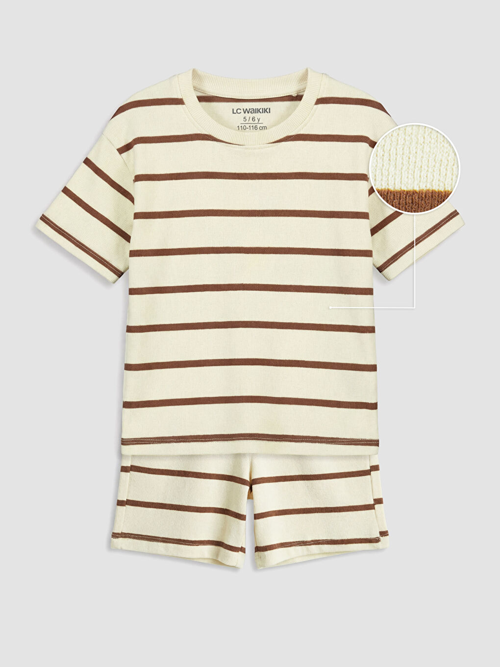 Kahverengi Çizgili Erkek Çocuk Tişört ve Şort