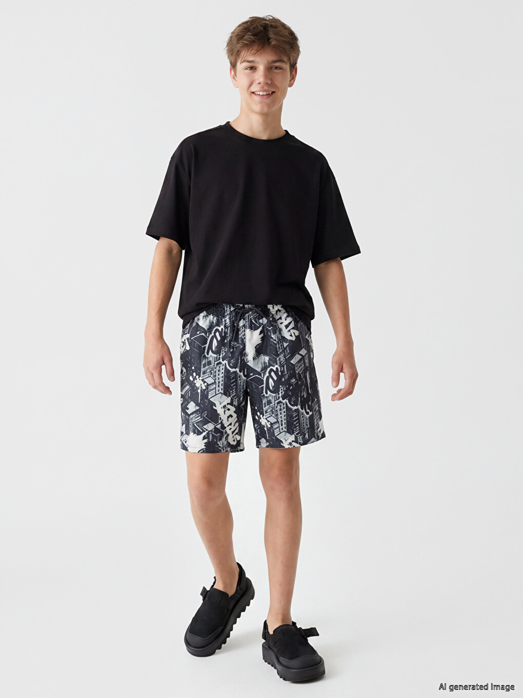 Printed Boys' Swim Shorts