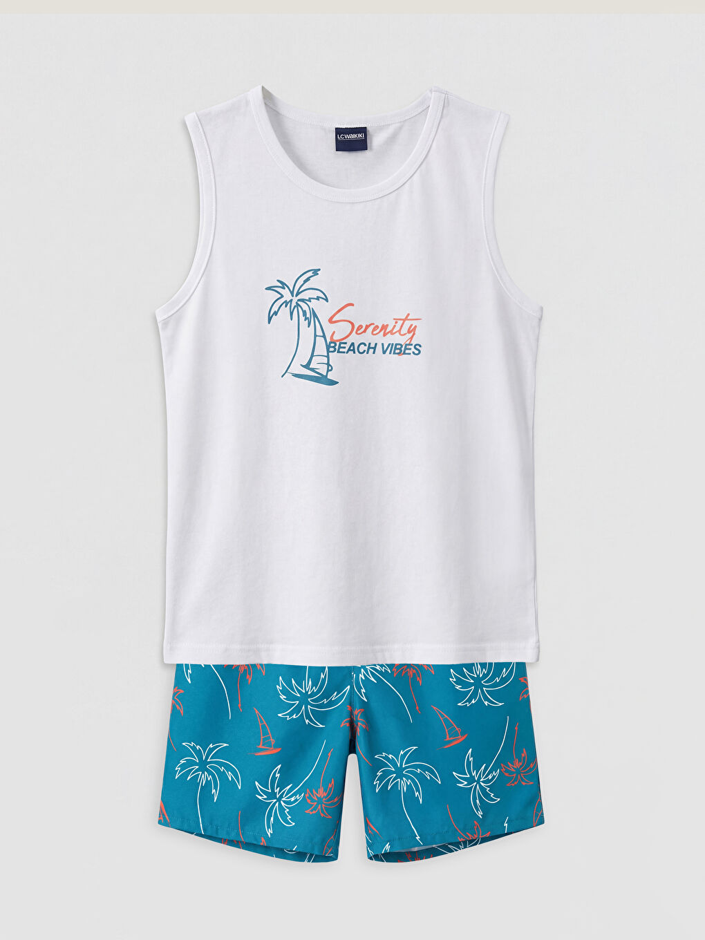 Beyaz Baskılı Erkek Çocuk Mayo Takımı