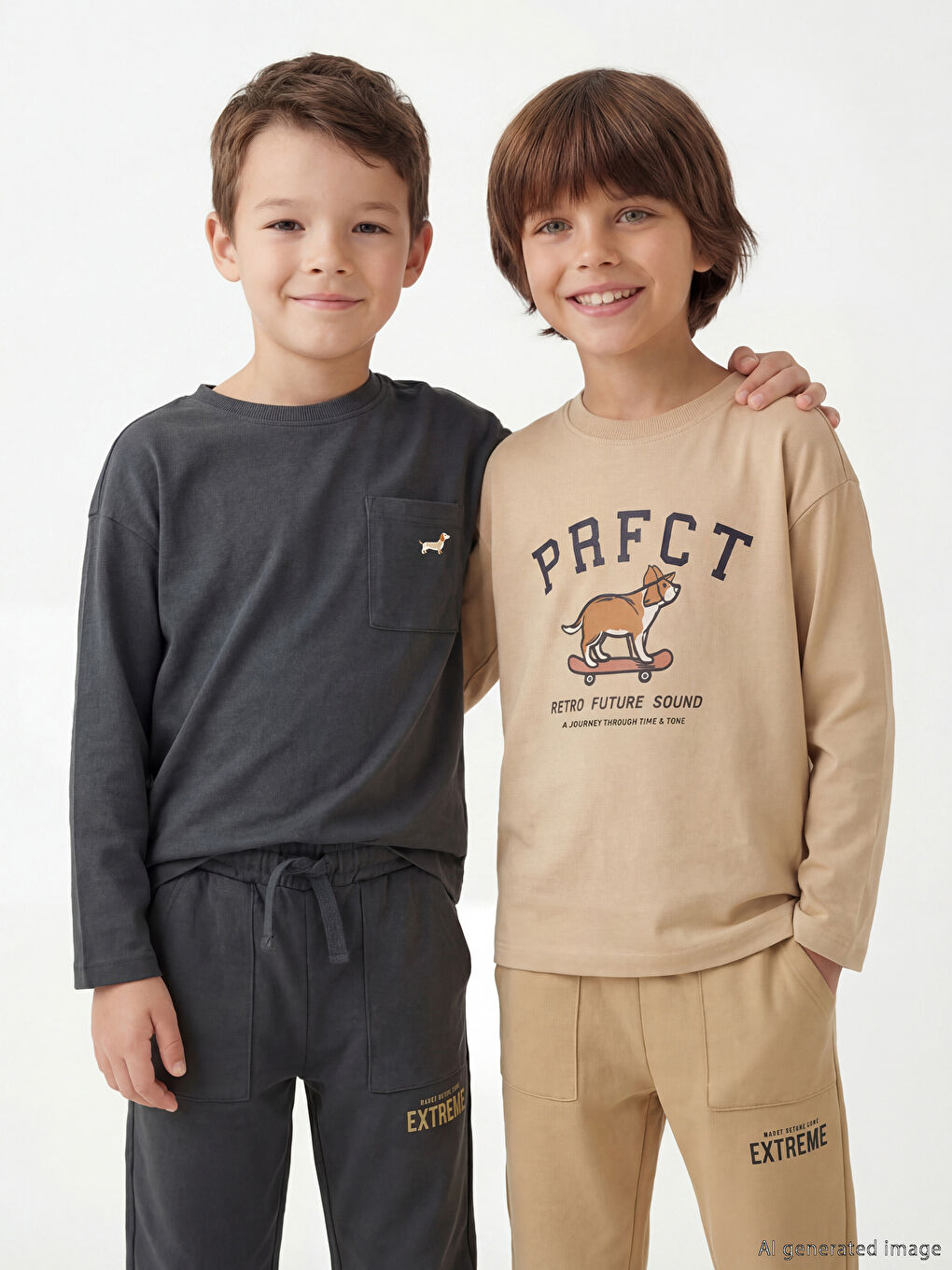 Футболка с круглым вырезом, с принтом, с длинным рукавом для мальчиков, упаковка из 2 штук