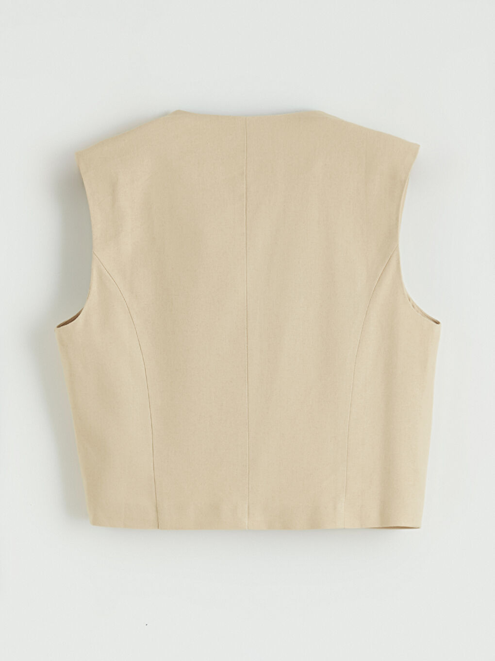 Double Breasted Linen Blend Women's Classic Vest-3