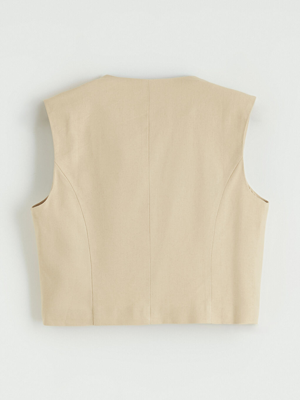 Double Breasted Linen Blend Women's Classic Vest-2