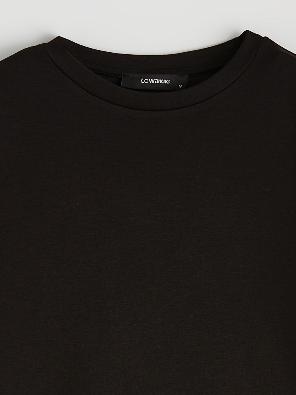 Siyah Bisiklet Yaka Kadın Tişört-5