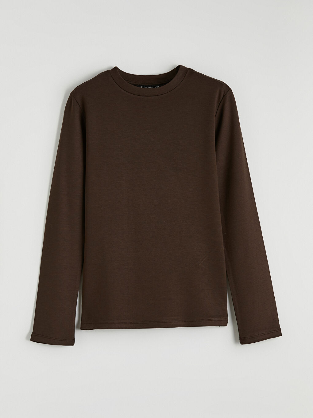 Kahverengi Bisiklet Yaka Kadın Tişört-4