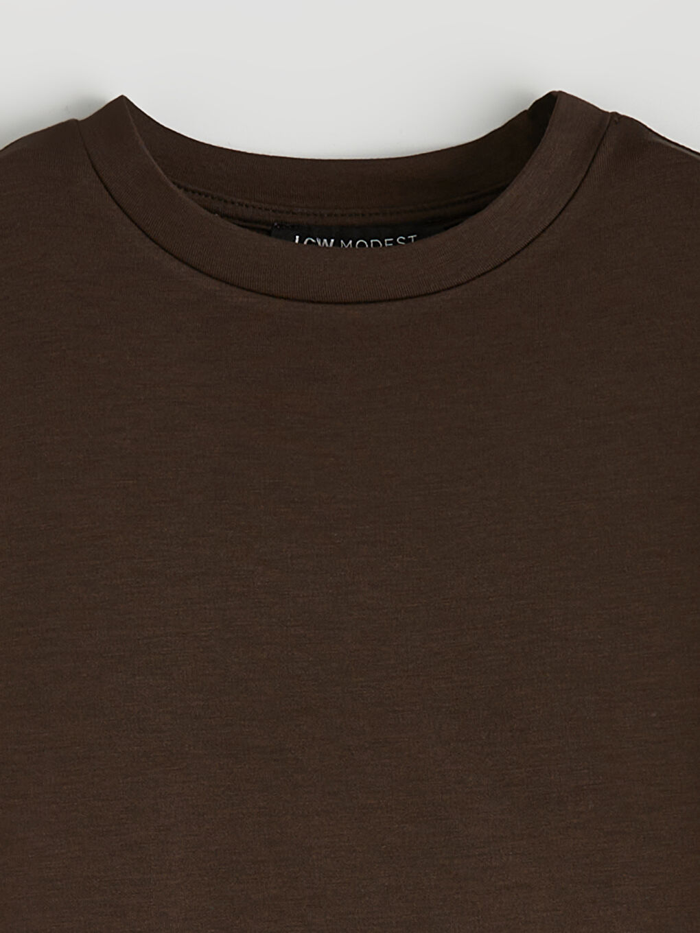 Kahverengi Bisiklet Yaka Kadın Tişört-5