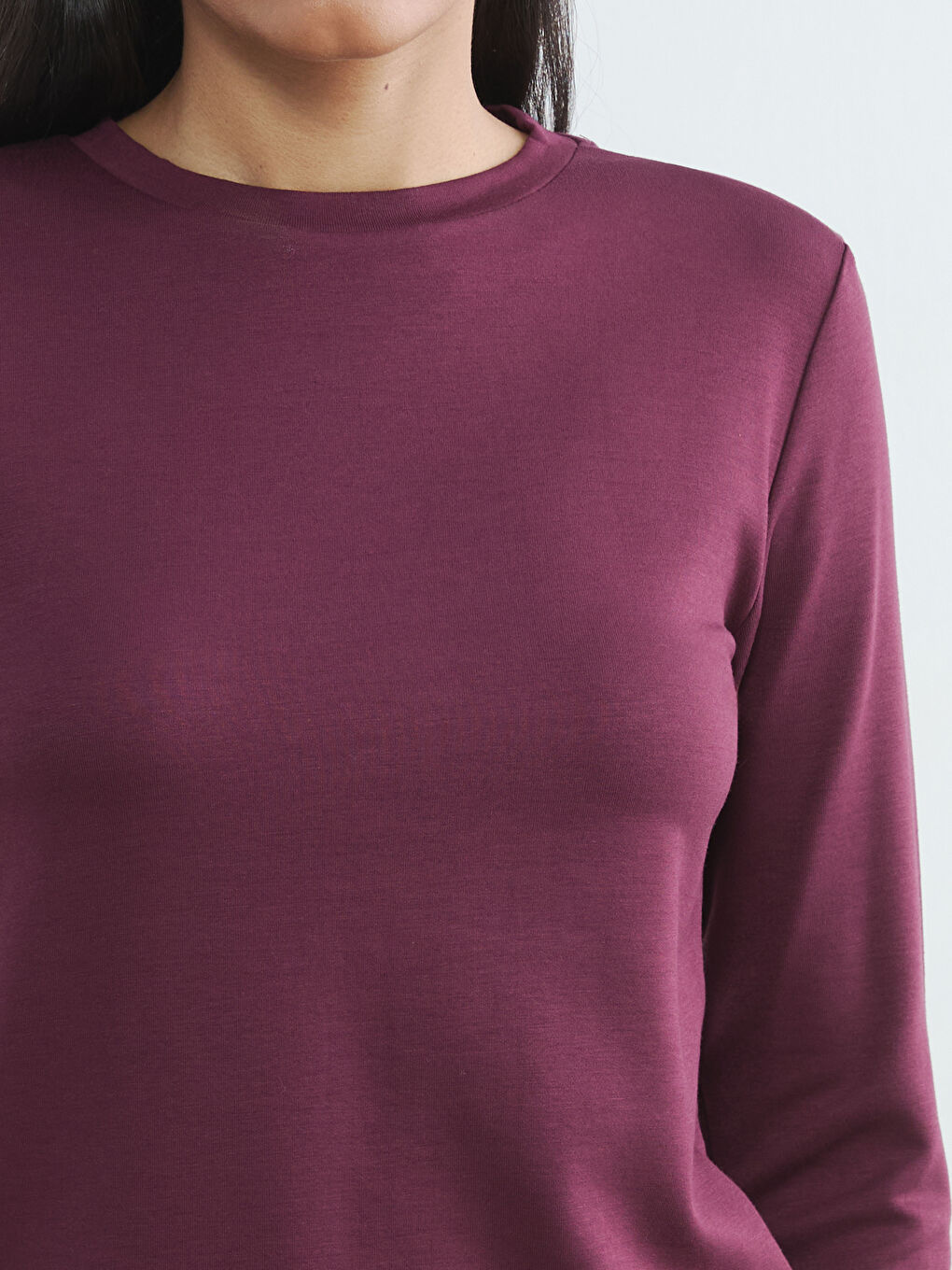 Mürdüm Bisiklet Yaka Kadın Tişört-2