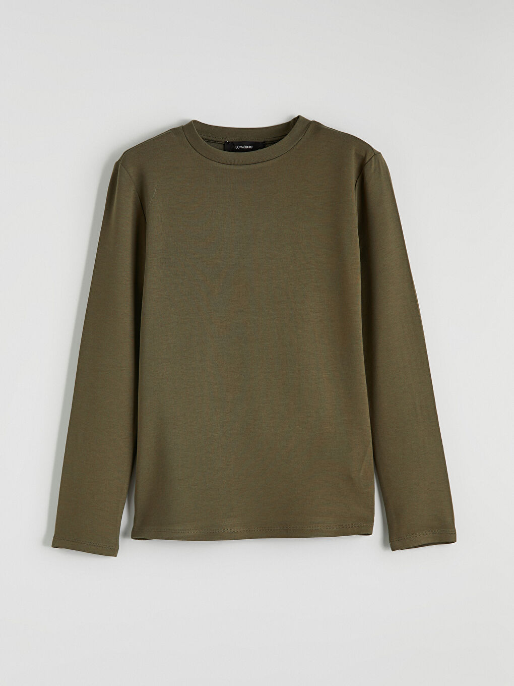 Haki Bisiklet Yaka Kadın Tişört-4