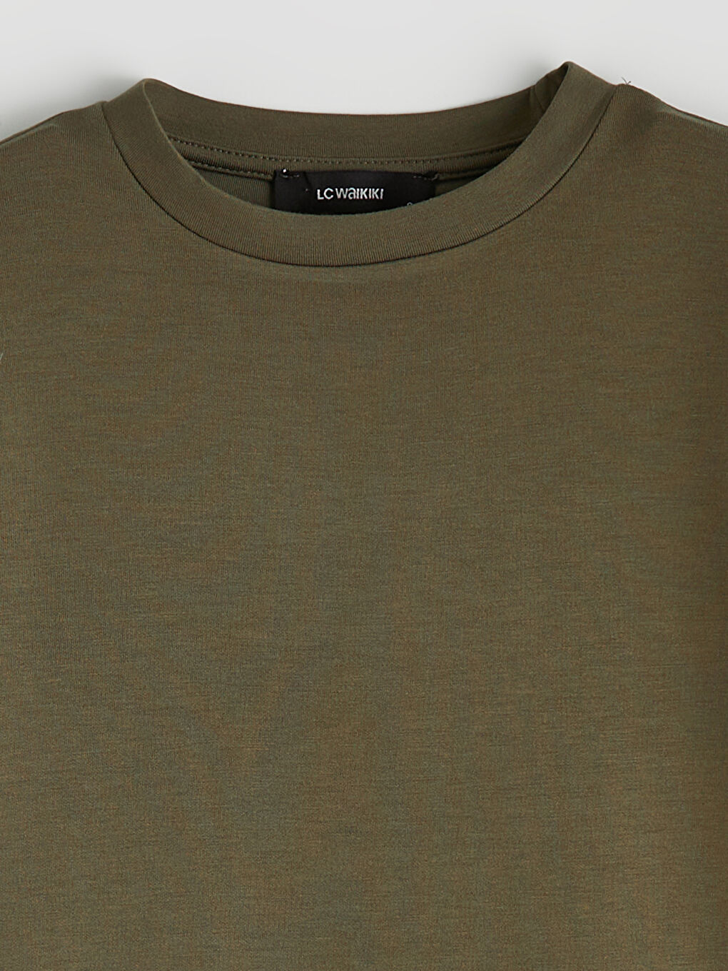 Haki Bisiklet Yaka Kadın Tişört-5