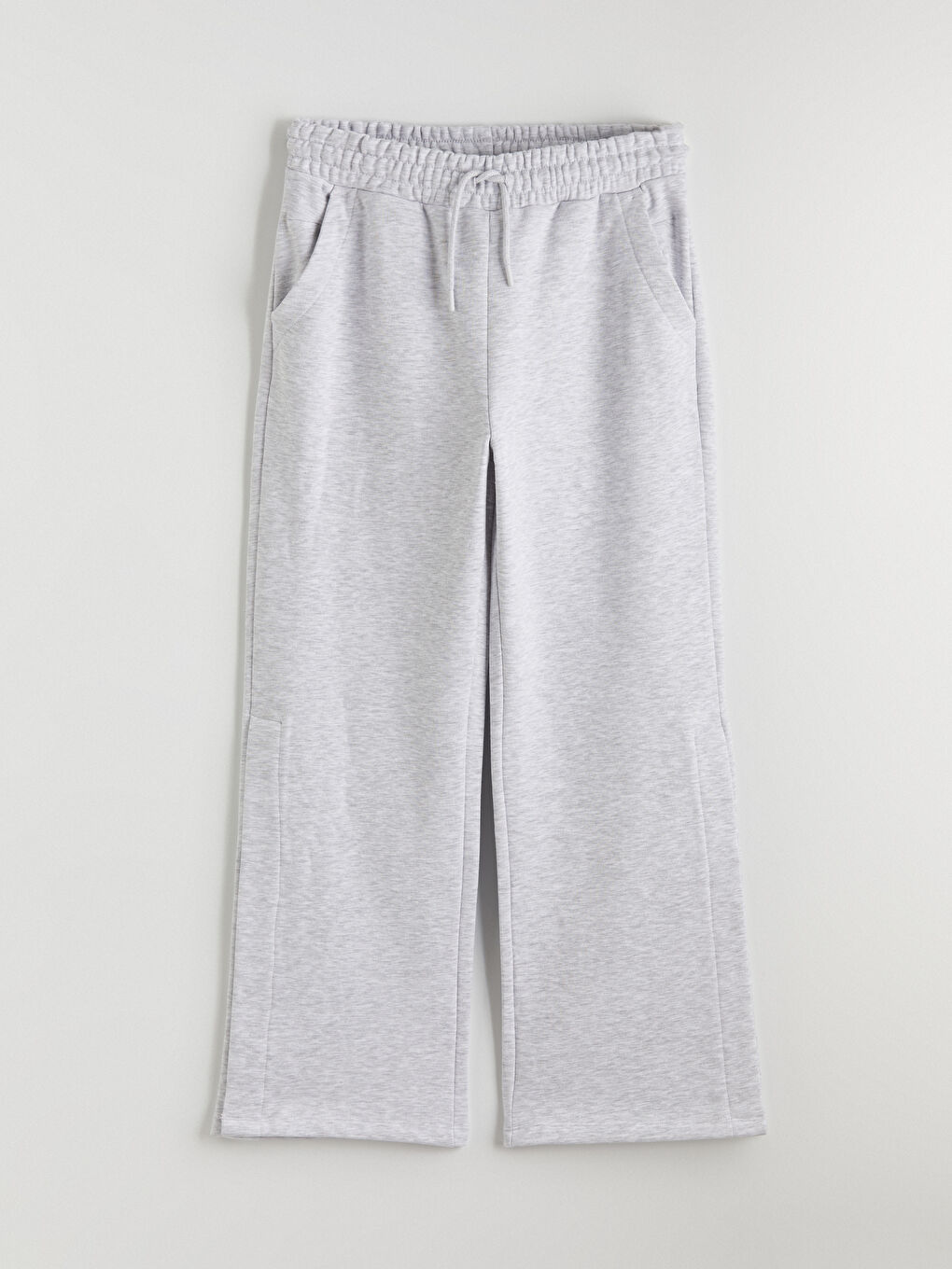 Gri Kolay Giyilebilir Paçaları Çıtçıtlı Kadın Eşofman Altı-2