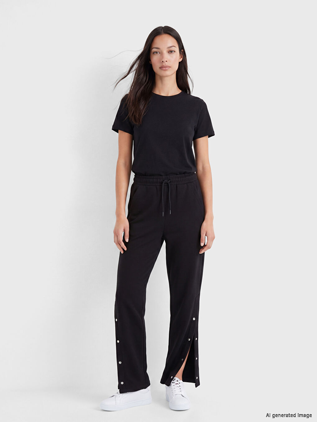 Easy-to-Wear Women's Tracksuit Bottoms with Snap Fastening on the Legs