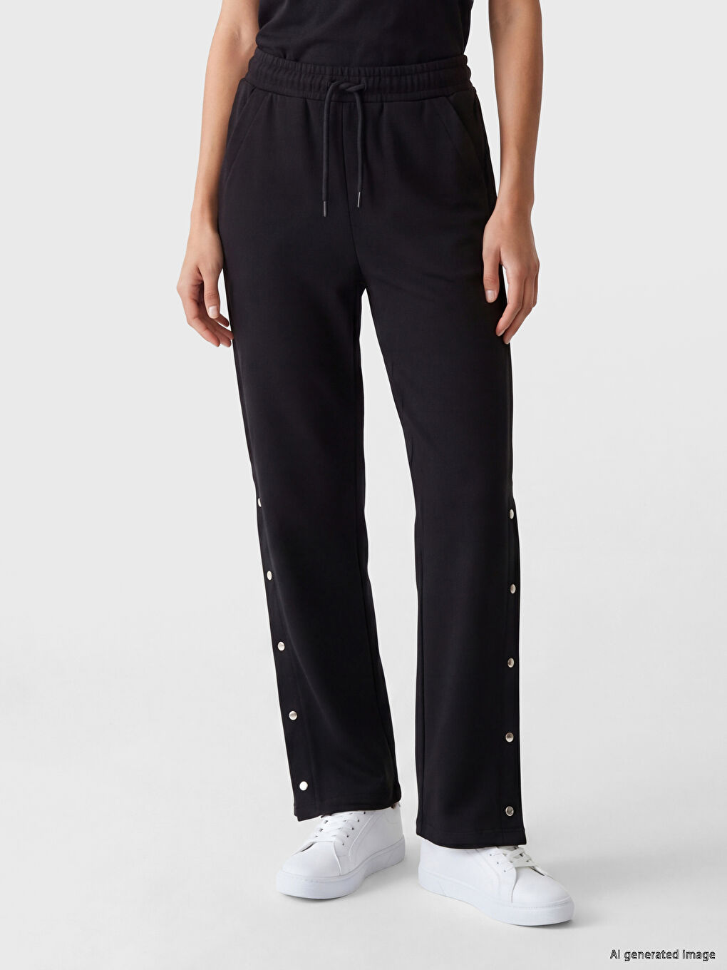 Easy-to-Wear Women's Tracksuit Bottoms with Snap Fastening on the Legs-1