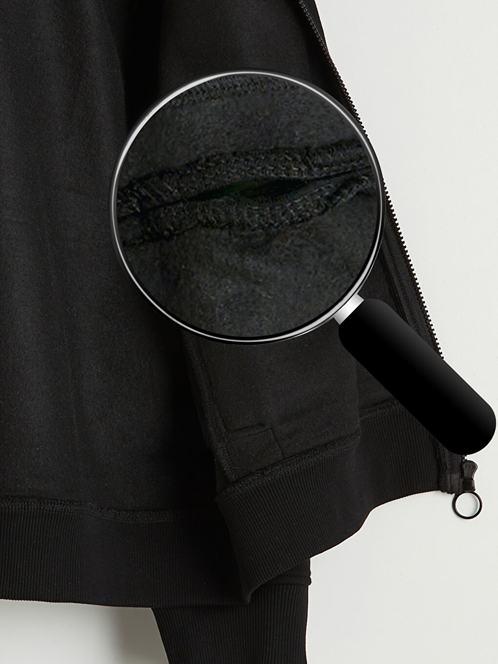 Siyah Oversize Kadın Kalın Fermuarlı Sweatshirt-4