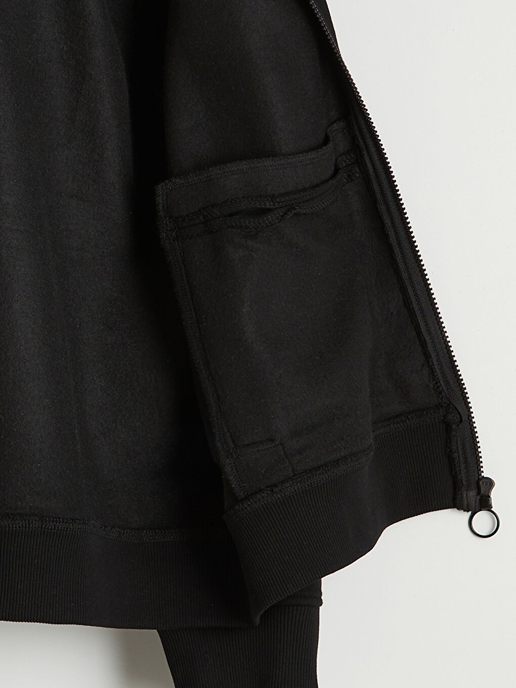 Siyah Oversize Kadın Kalın Fermuarlı Sweatshirt-3