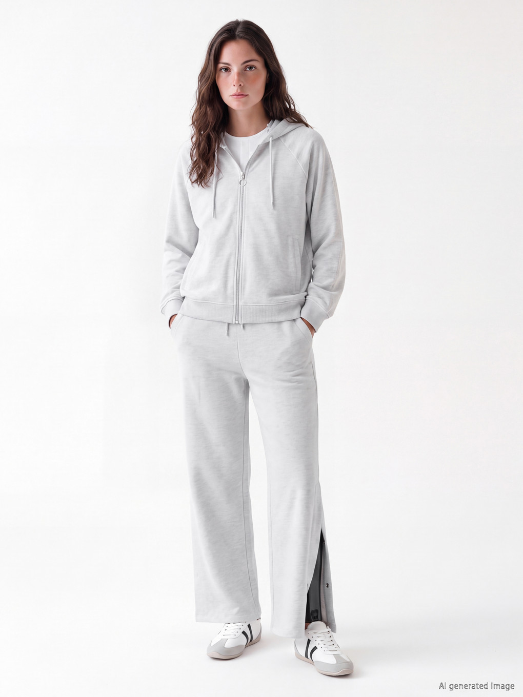 Gri Kolay Giyilebilir Kadın Oversize Kalın Fermuarlı Sweatshirt