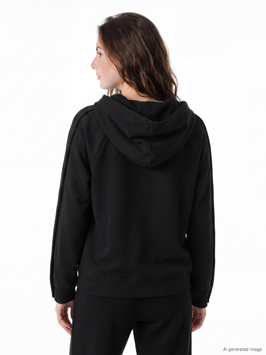 Siyah Kolay Giyilebilir Kadın Oversize Kalın Fermuarlı Sweatshirt-3