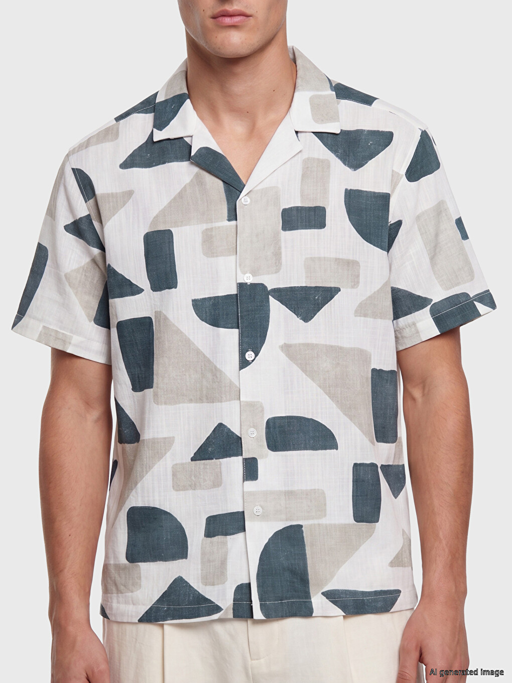Regular Fit Printed Poplin Men's Shirt-1
