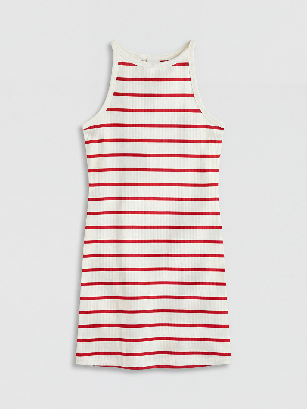 U Neck Striped Girls' Ribbed Dress-2